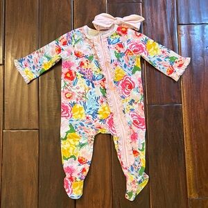 Mud Pie Colorful Floral Kids Footie